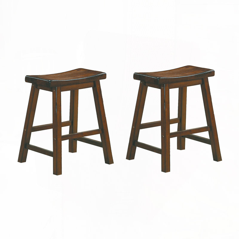 Ensemble de tabourets de bar sans dossier, pieds en bois, Brun