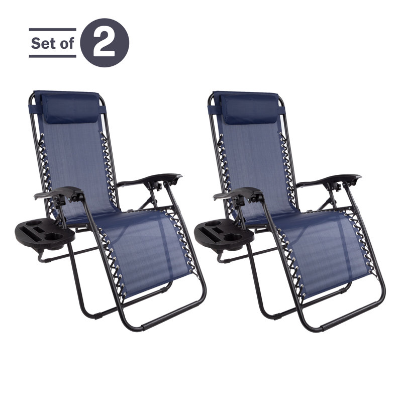 Chaises zéro gravité 2 pièces Cadisha, Bleu marine