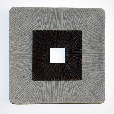 Décoration murale carrée avec détails côtelés, petit, brun et gris