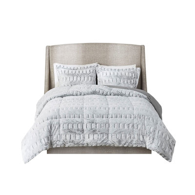 Grey Faux Fur Comforter For Queen Bed, , Stylish Look Size With Mink Reverse, Filling, Color