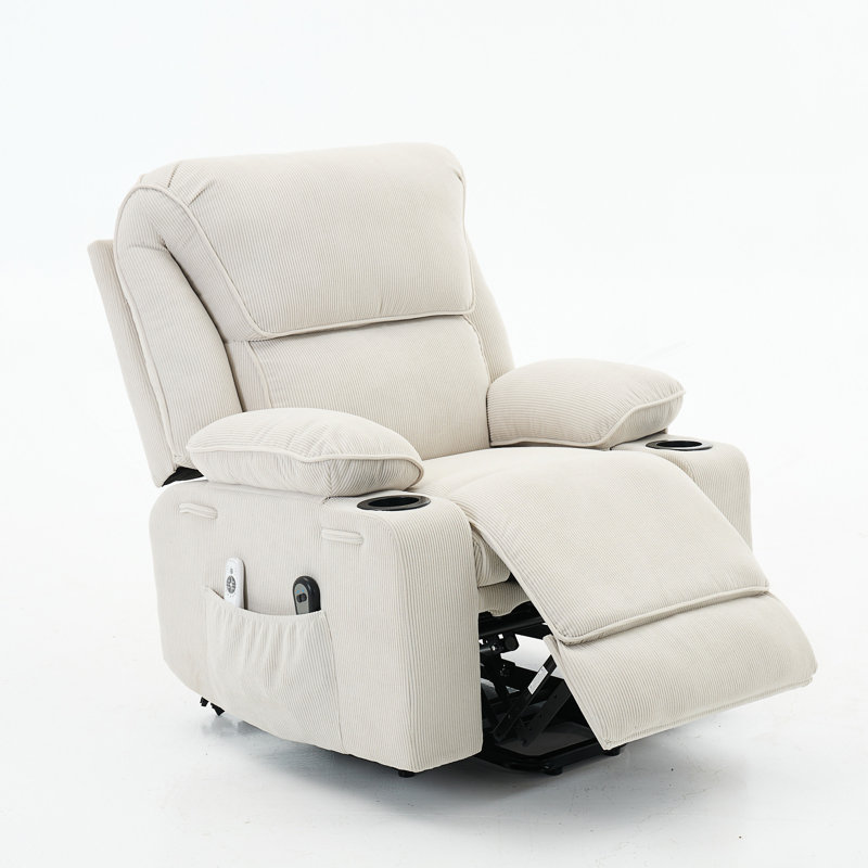 Remote-Controlled Heating And Massage Assistive Recliner For Enhanced Comfort And Mobility, Ivory