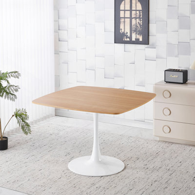 42" Square Tulip Dining Table For 2-6 Person, Kitchen Table With MDF Top & Oak Finish, Small Space Table For Apartment, Bistro, Cafe, Office And Living Room