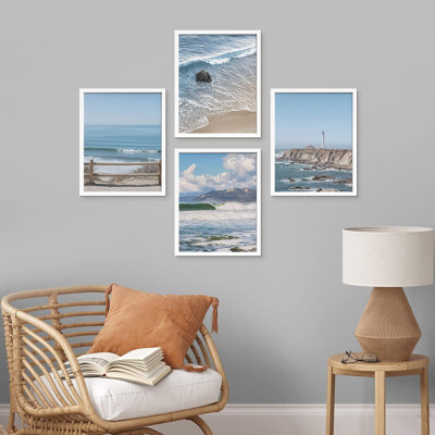 " Aerial View Blue Ocean Wave Beach Shore " 4 - Pieces