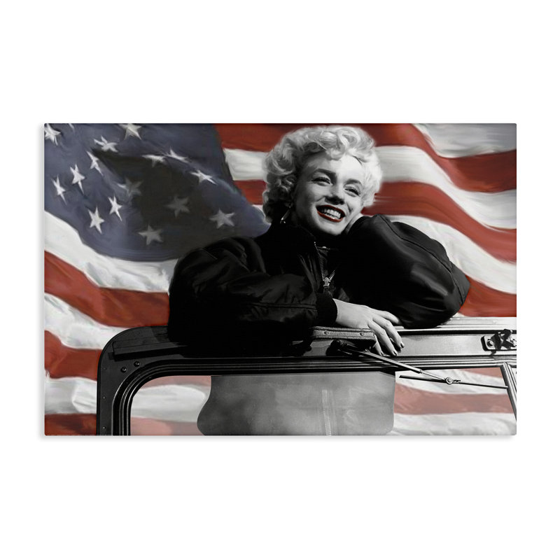 Art mural Marilyn & Waving Flag par Jadei, H 20 po x l 30 po