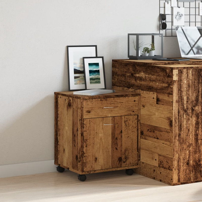 Arpelar 1 Drawer Filing Cabinet, Old Wood