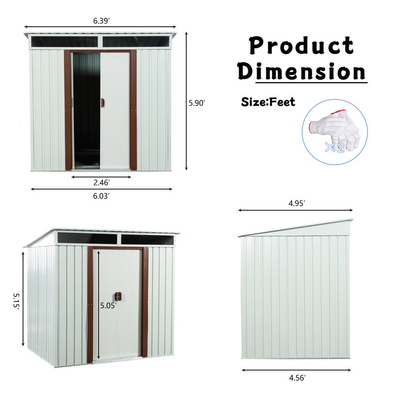 Remise de rangement extérieure en métal 6 pi x 5 pi
