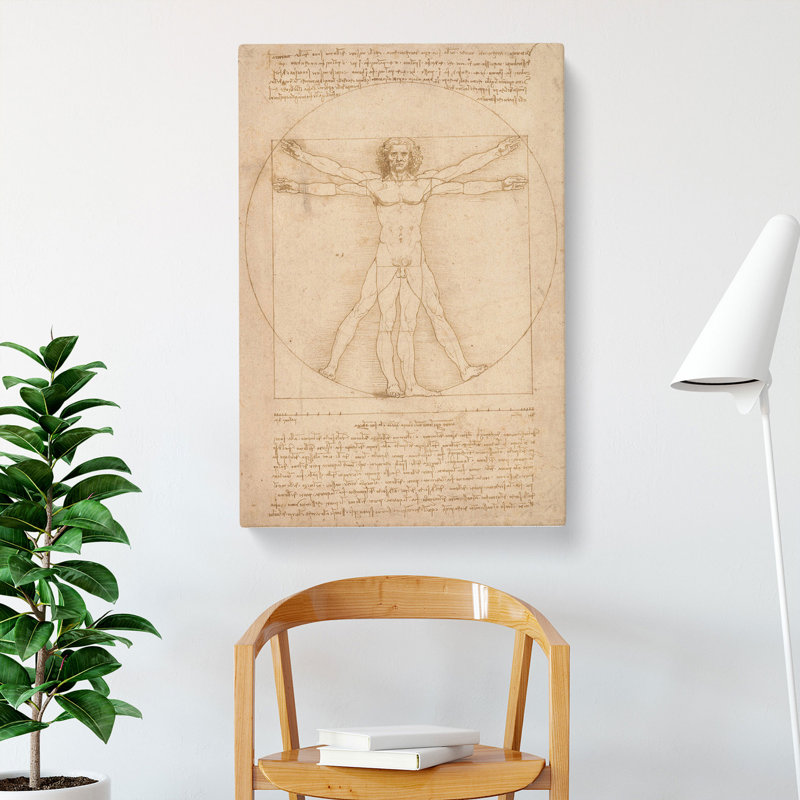 Vitruvian Man Vol.2 by Leonardo Da Vinci - Wrapped Canvas Painting, 76cm H x 50cm W x 3cm D