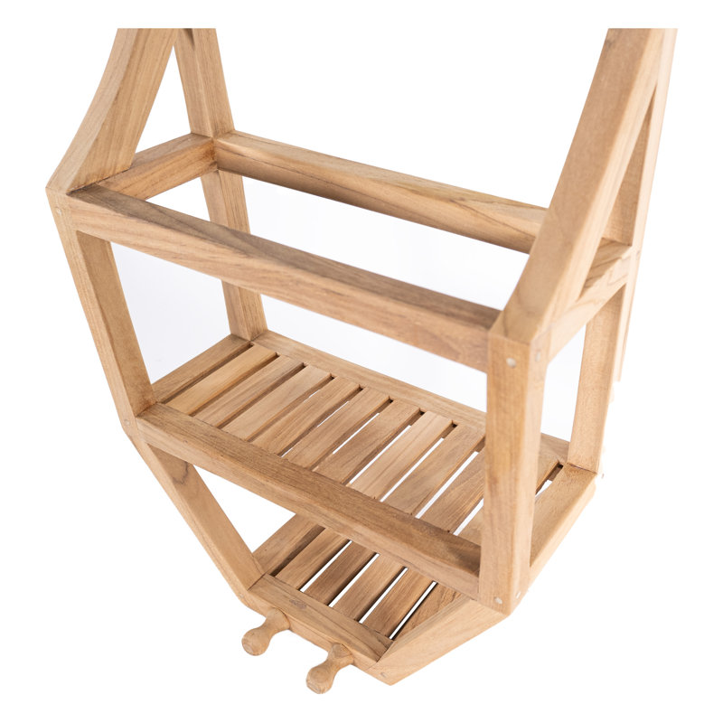 Serviteur de douche suspendu en bois de teck naturel Nordic Teak