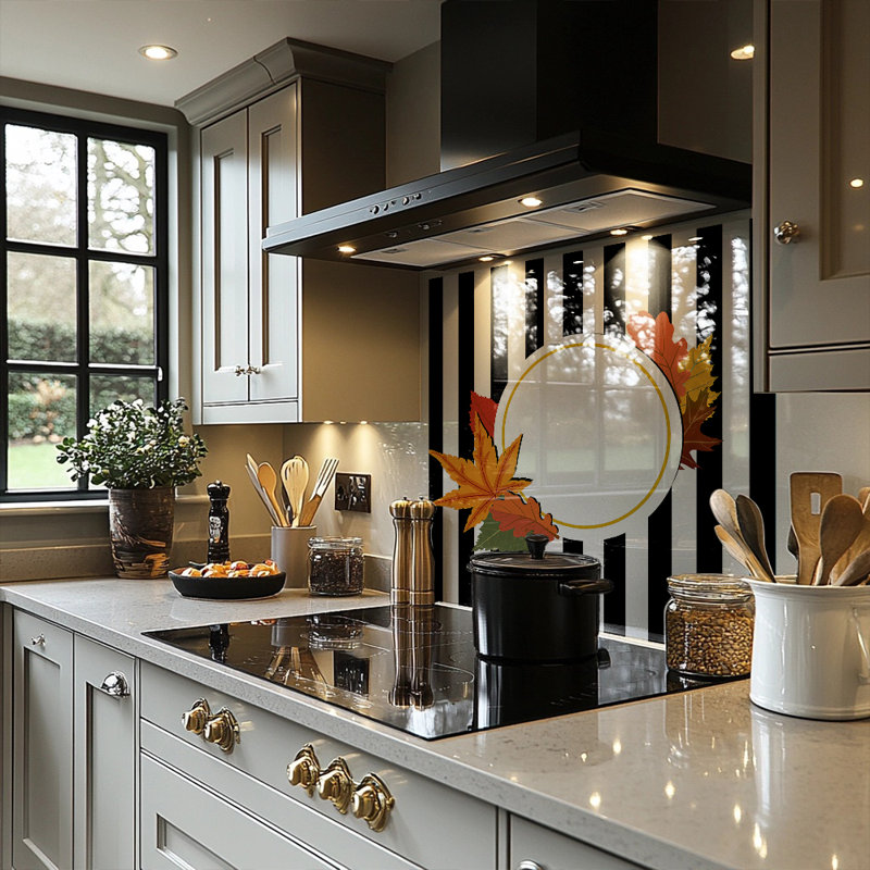 Stripes Autumn Leaves Splash Back
