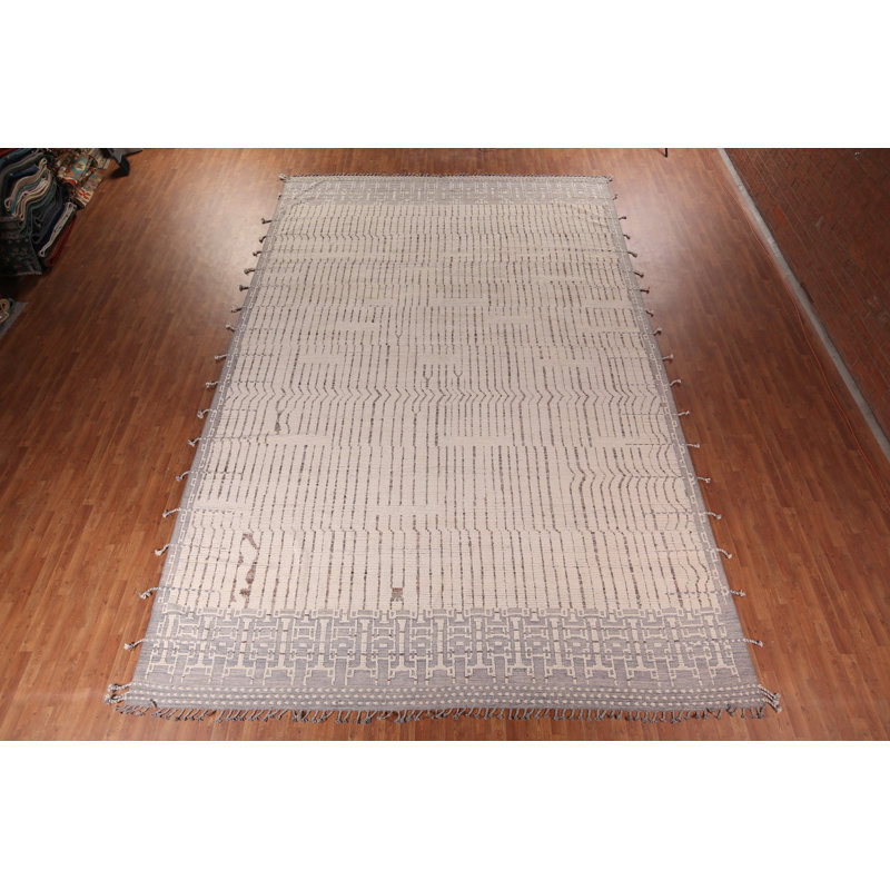 Tapis marocain rayé ivoire All-Over