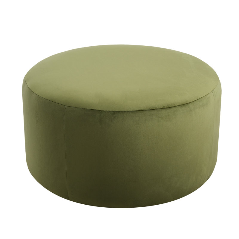 Olive Velvet Round - 16.76 Inches Tall, 30.72 Wide, Act As Side Table Or Footrest, Modern And Sophisticated Look In Height, Width, Use Footrest Table, Elegant Functional