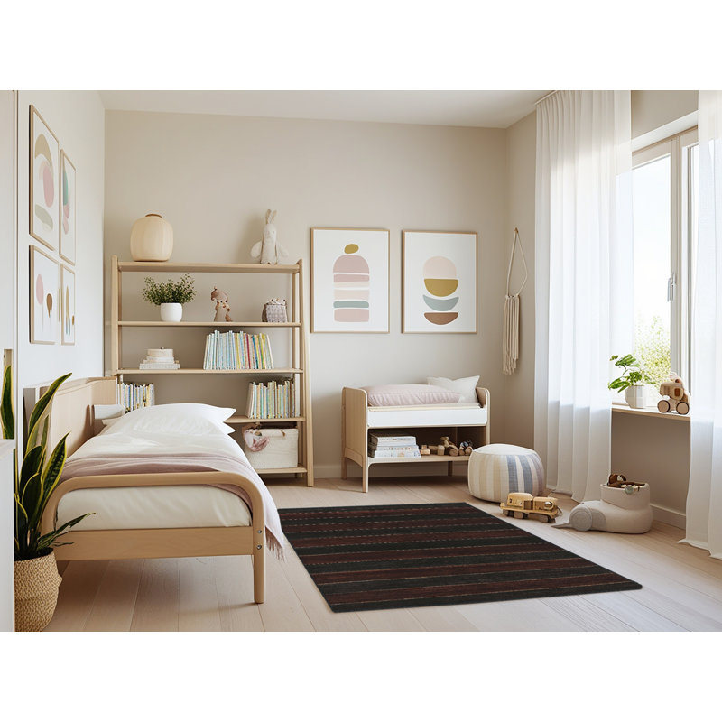 Tapis contemporain noir / brun, Rectangle 4 pi x 6 pi