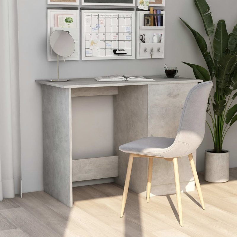 Bureau d'ordinateur avec tiroir en bois d'ingénierie, Gris béton