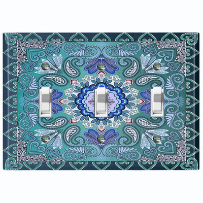 Paisley Bandana Circle Teal Blue Tile 3-Gang Toggle Light Switch Wall Plate -  WorldAcc, F-T3-TIL062