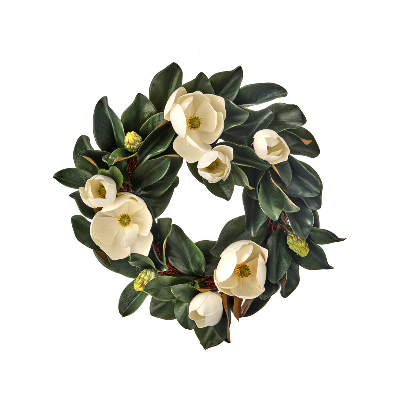 Veranda 24" Magnolia Wreath, White