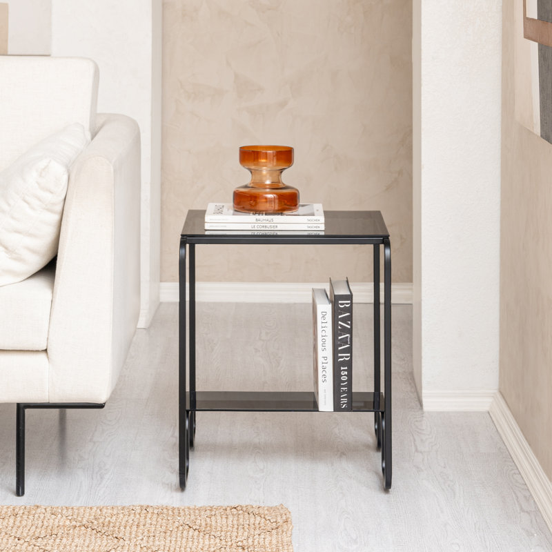 Akshata Cindina 2-Tier Tempered Glass End Table