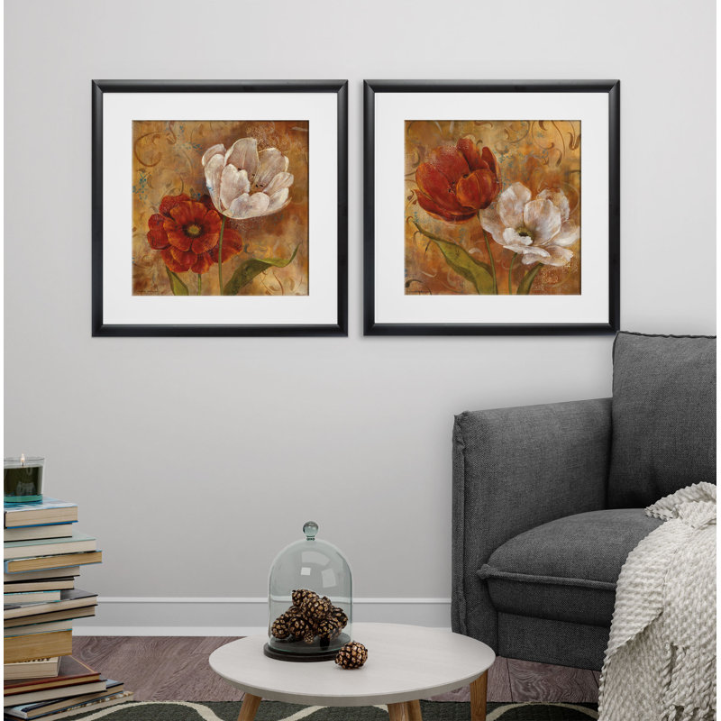 " Flower Duet " 2 - Pieces, Black Framed