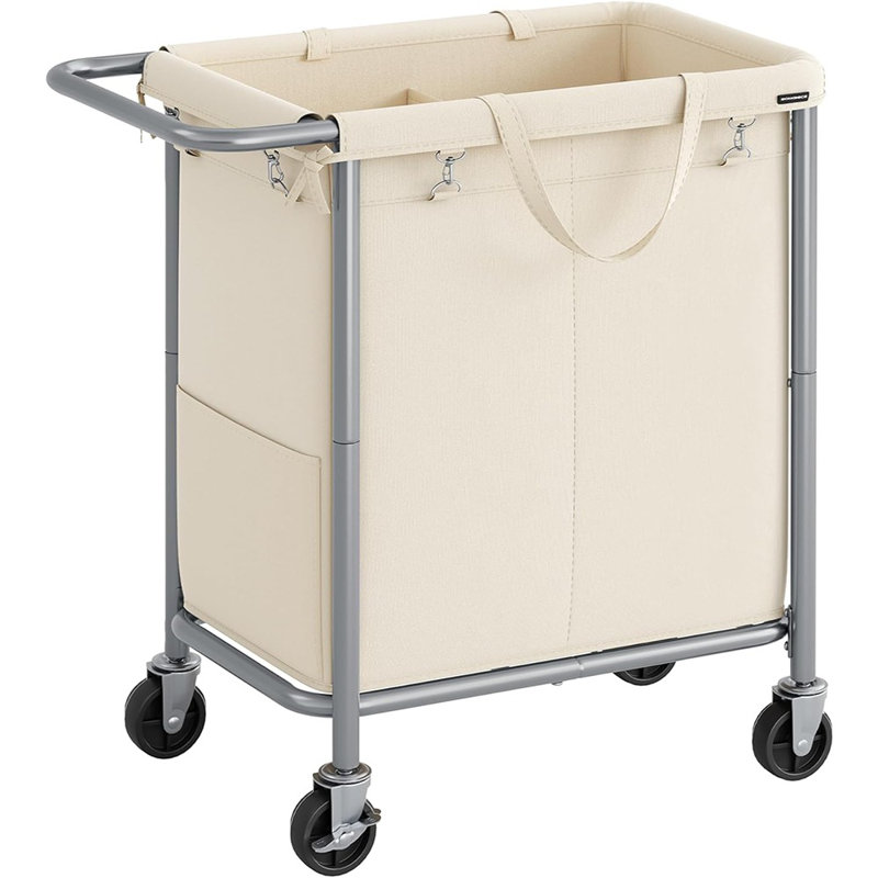 Panier à linge avec roulettes, 2 sections