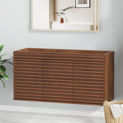 48" Wall-Mount Walnut  Bathroom Vanity Without Sink