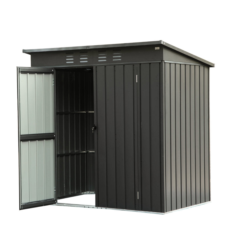 Remise extérieure avec cadre en acier galvanisé - Rangement dans la cour arrière avec toit en pente verrouillable en métal 5 x 3 pi, porte de jardin verrouillable