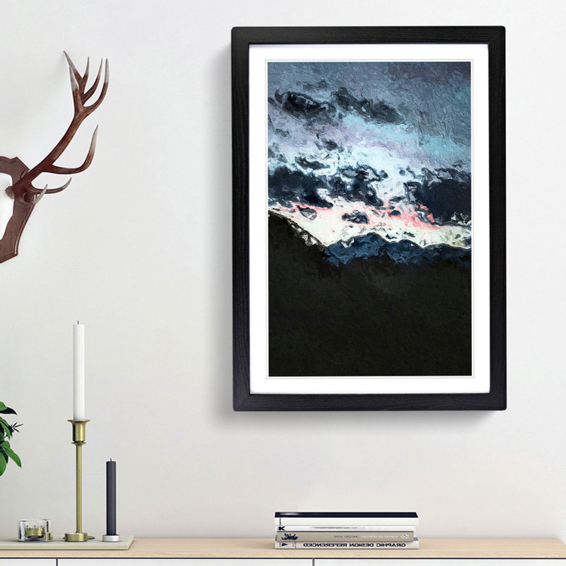 Mountain Below the Clouds - Picture Frame Painting Print, 36cm H x 27cm W x 2cm D, Black Framed