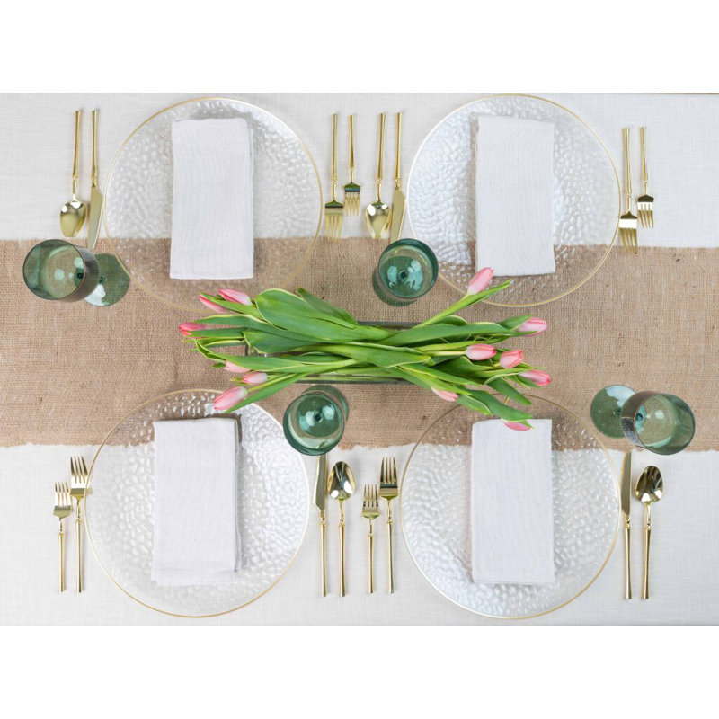 Assiettes rondes martelées 13 pouces avec bordure dorée Ecoqualité 12 invités, 12