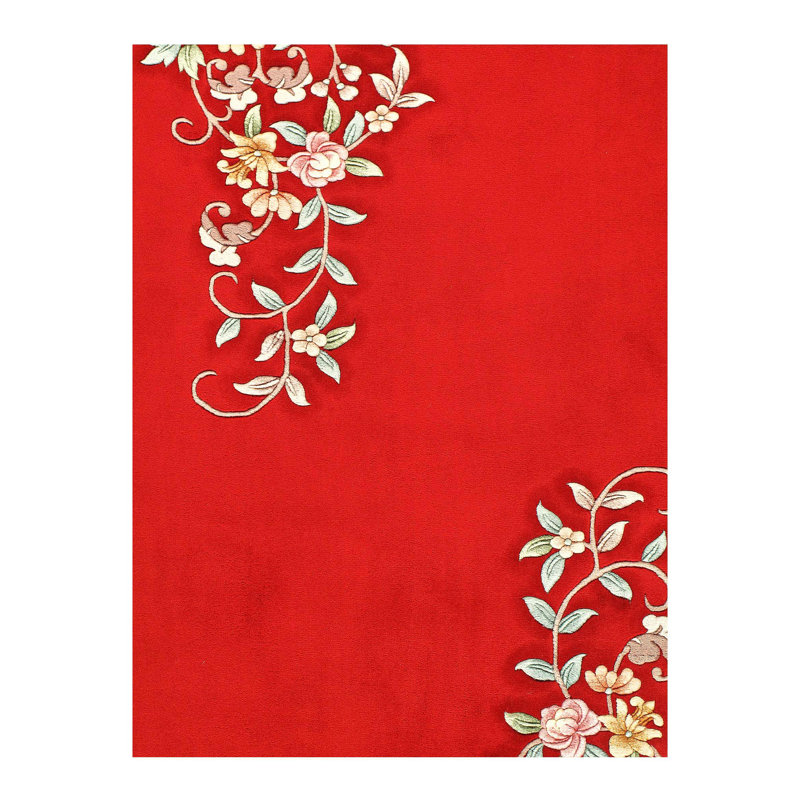 Floral Area Rug in Red
