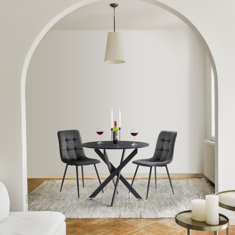 Chaise d'appoint en velours capitonné Steller, gris