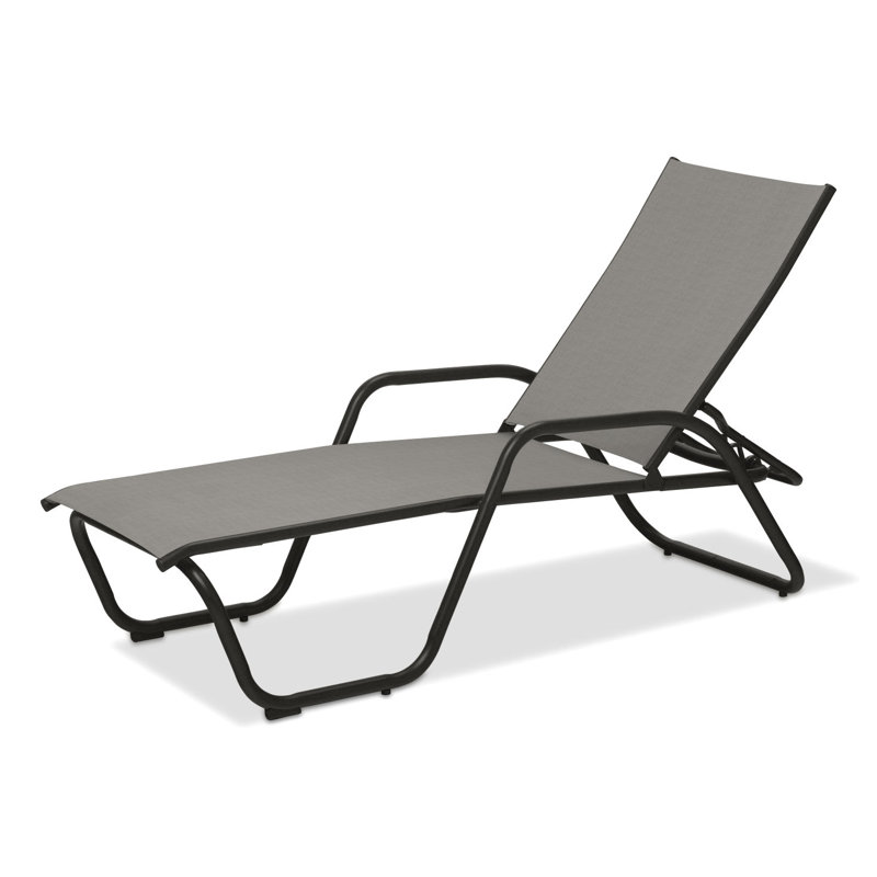 Outdoor Rust-Resistant Metal Chaise Lounge, Alloy Sunbrella®, Textured Graphite