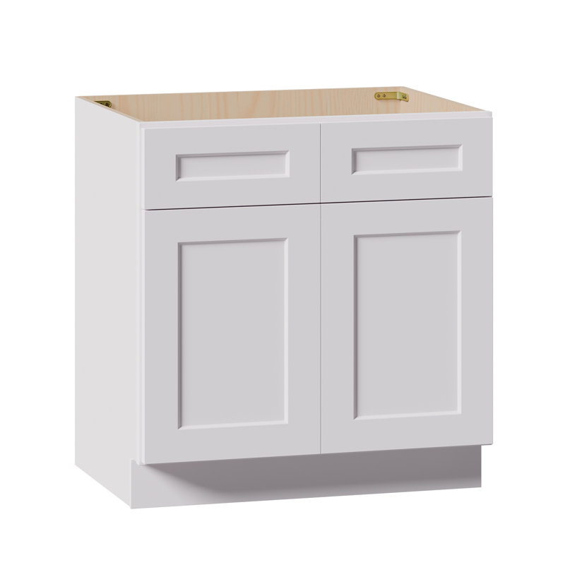 36 inch Double Door Sink Base Cabinet, Shaker Kitchen Cabinet Solid Wood with Adjustable Shelves & Waterproof Interior, for Laundry Bathroom Storage, White, Easy Assembly (Sink Not Included)