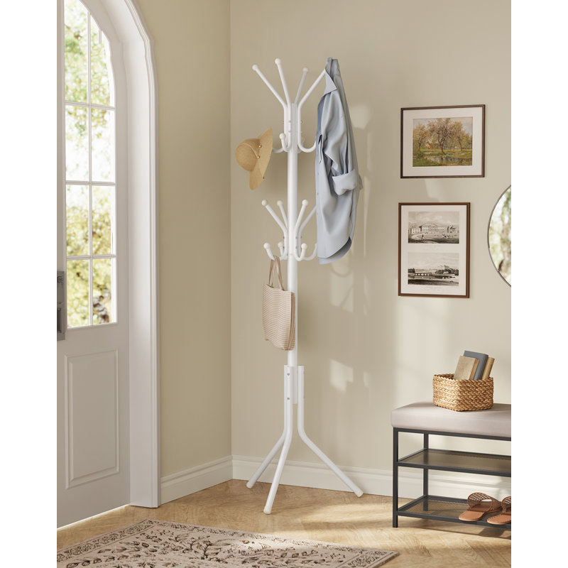 Steel Freestanding 16 - Hook Coat Rack, White