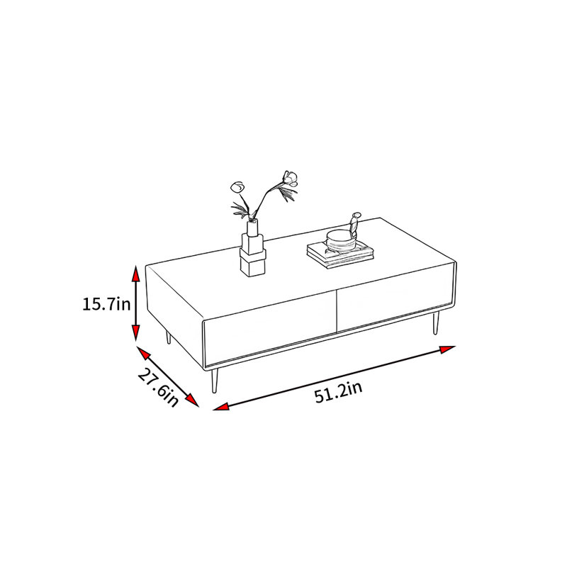 Table basse Modern Light Luxury, Blanc / bois noueux