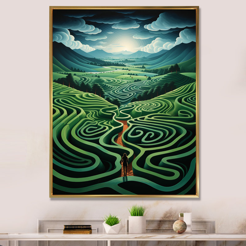Emerald Maze, Cadre flottant doré, H 32 po x l 24 po x P 1 po