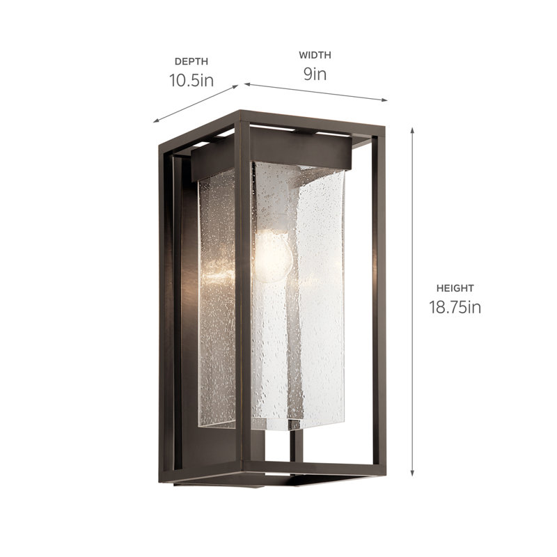 Lanterne murale d'extérieur Harjeevan, H 18,75 po x l 9 po x P 9 po, Bronze vieilli