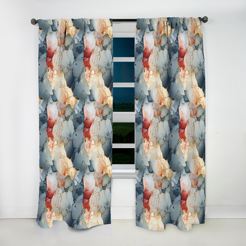 Urban Nature Marble Pattern - Abstract Marble Curtain - Room Darkening Marble Curtain - 1 Panels, 52" W x 63" L
