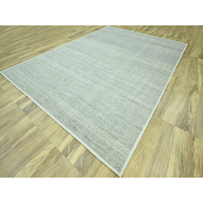 Tapis oriental 10 pi x 13 pi 9 po gris, motif oxydé et patiné avec des chaînes exposées, 100% laine, tapis oriental noué à la main