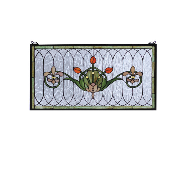 Tulip and Fleurs Stained Glass Window Panel