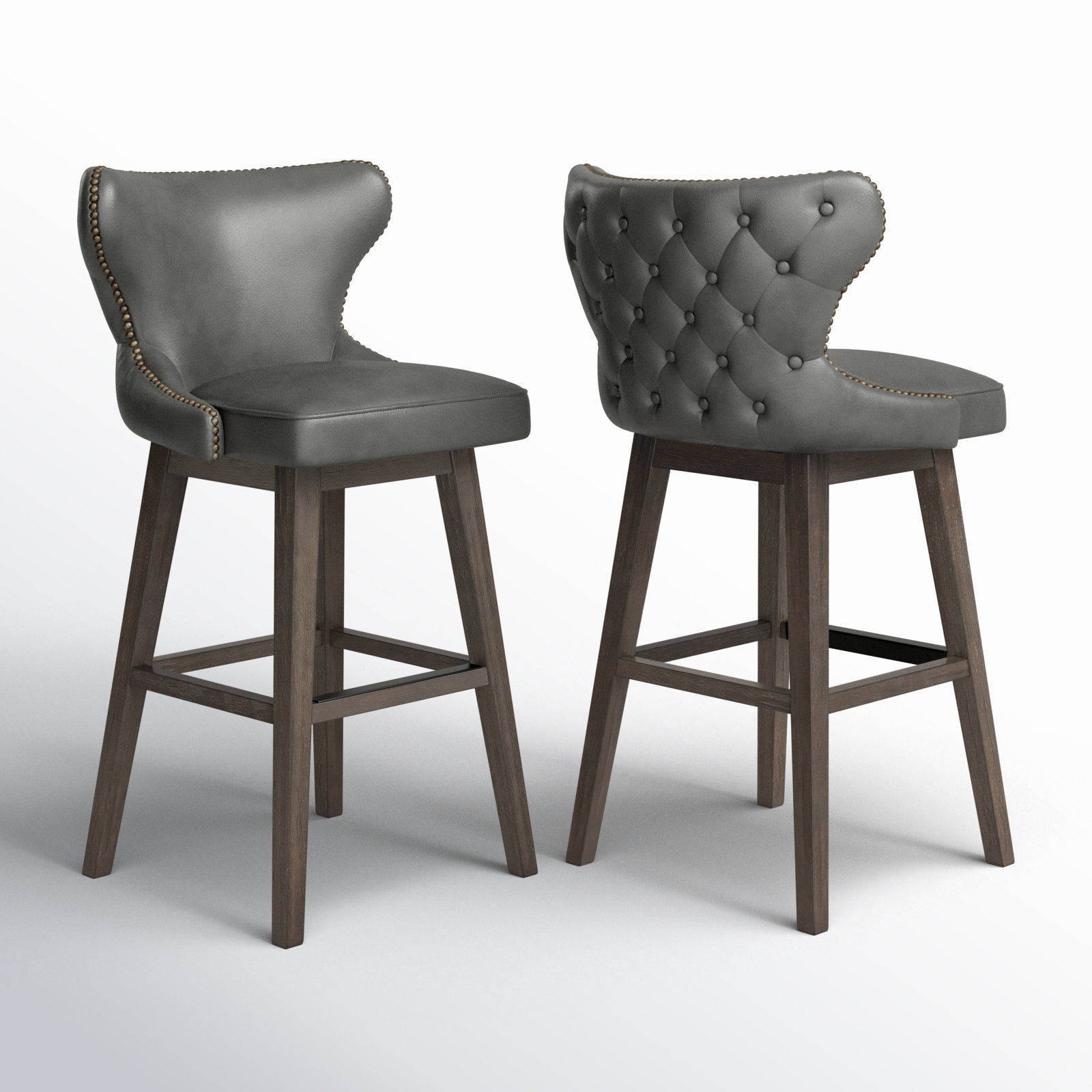 Carline Swivel Bar and Counter Stool, Bar Stool (30" Seat Height), Wax Elephant Faux Leather