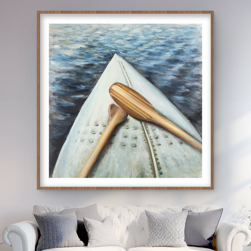«Canoe Adventure - Beige», reproduction encadrée mate pour la décoration