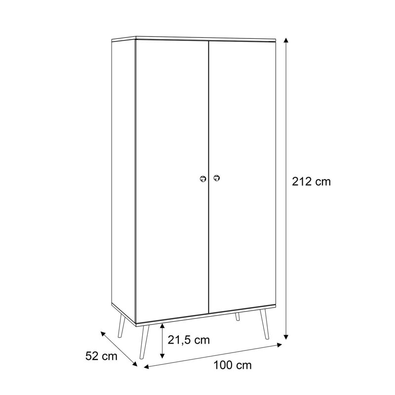 Thanos Hinged Door Wardrobe, Oak