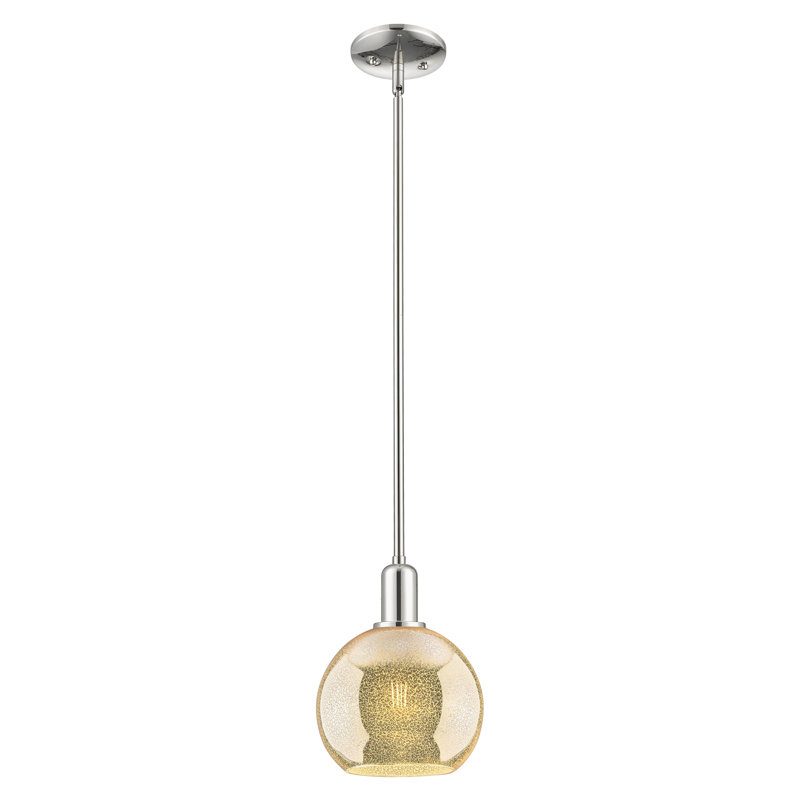 Mini-luminaire suspendu 1 lumière Arcadia - Athens, H 7 po x l 8 po x P 8 po, Mercure, Nickel poli