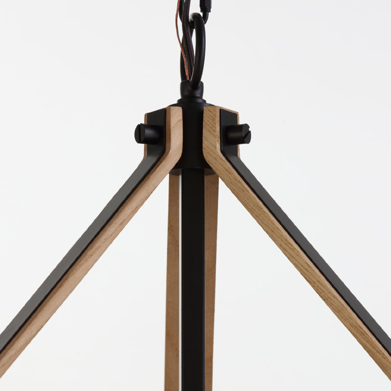 Lustre rustique en roue de chariot 6 lumières VidaLite Savannah, brun naturel et noir mat, longueur de suspension réglable, plafond incliné adaptable