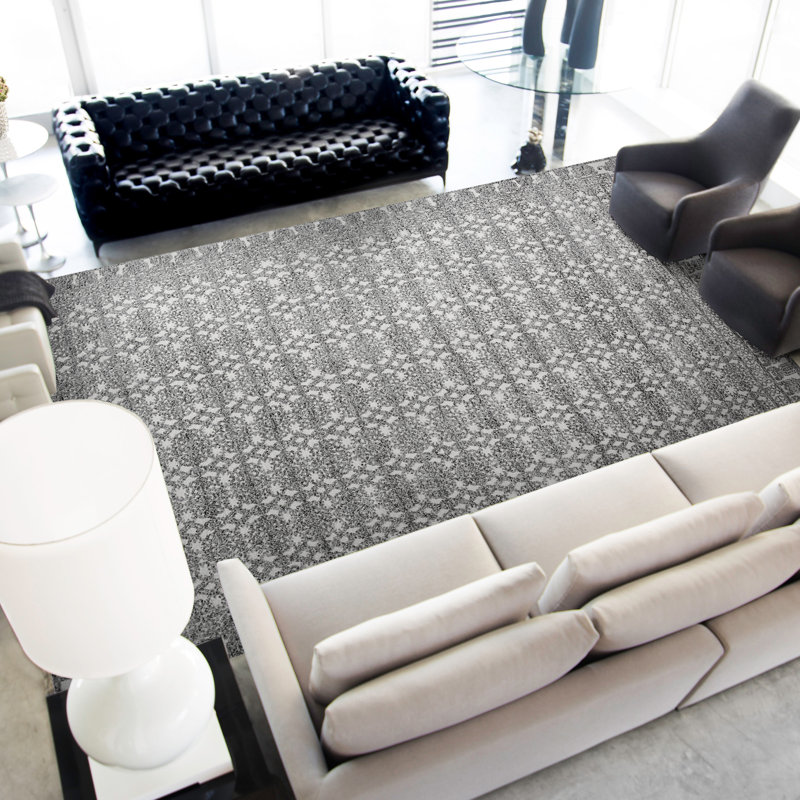 Wool Oriental Area Rug in Gray, Rectangle 12' x 15'