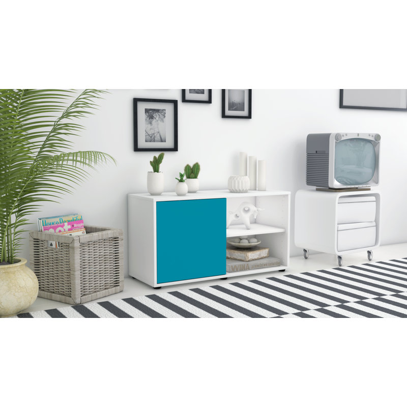 Jaren 91.8 cm W Chest of Drawers, White/Dark blue
