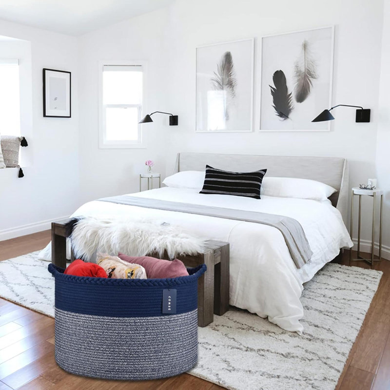 Laundry Basket with Handles, Navy Blue