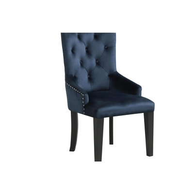 Chaise d'appoint en velours bleu marine et peinture noire Varian II