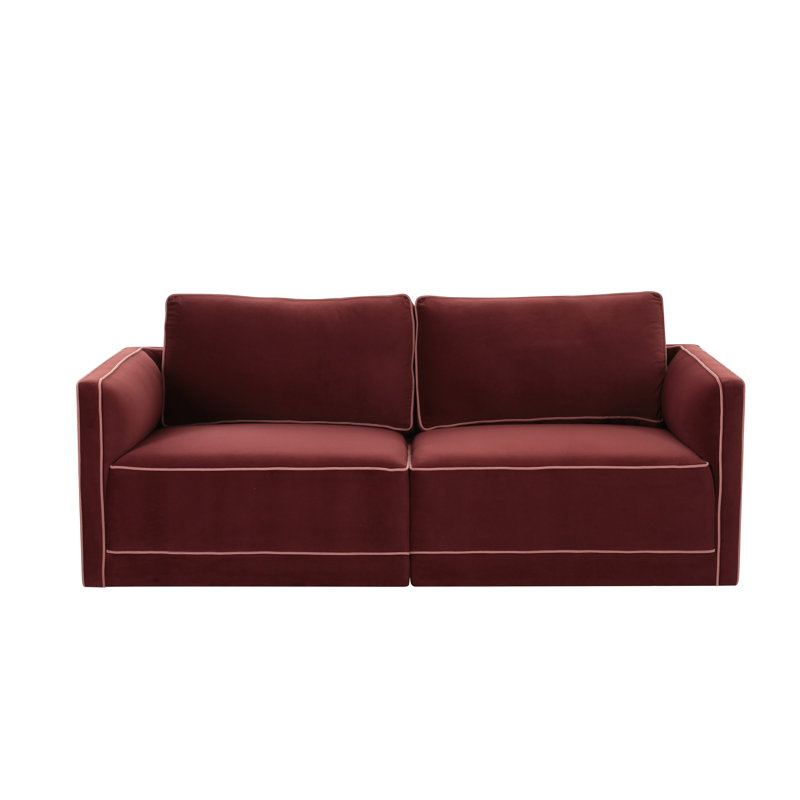 Clairah Misty Blue Modular Loveseat, Rouge
