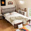 Queen Size Wood Platform Bed with Gourd-Shaped Headboard, 500LBS Capacity