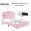 Chaille LED Bed Frames with Storage Drawer, Upholstered Platform Bed with Adjustable Headboard-105526763-112246699