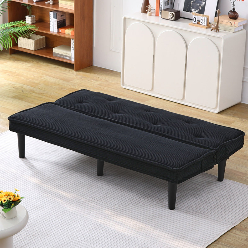 65" Armless Convertible Sofa Bed, Black